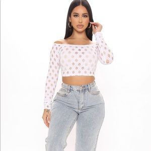 Enough Play Off Shoulder Top - White